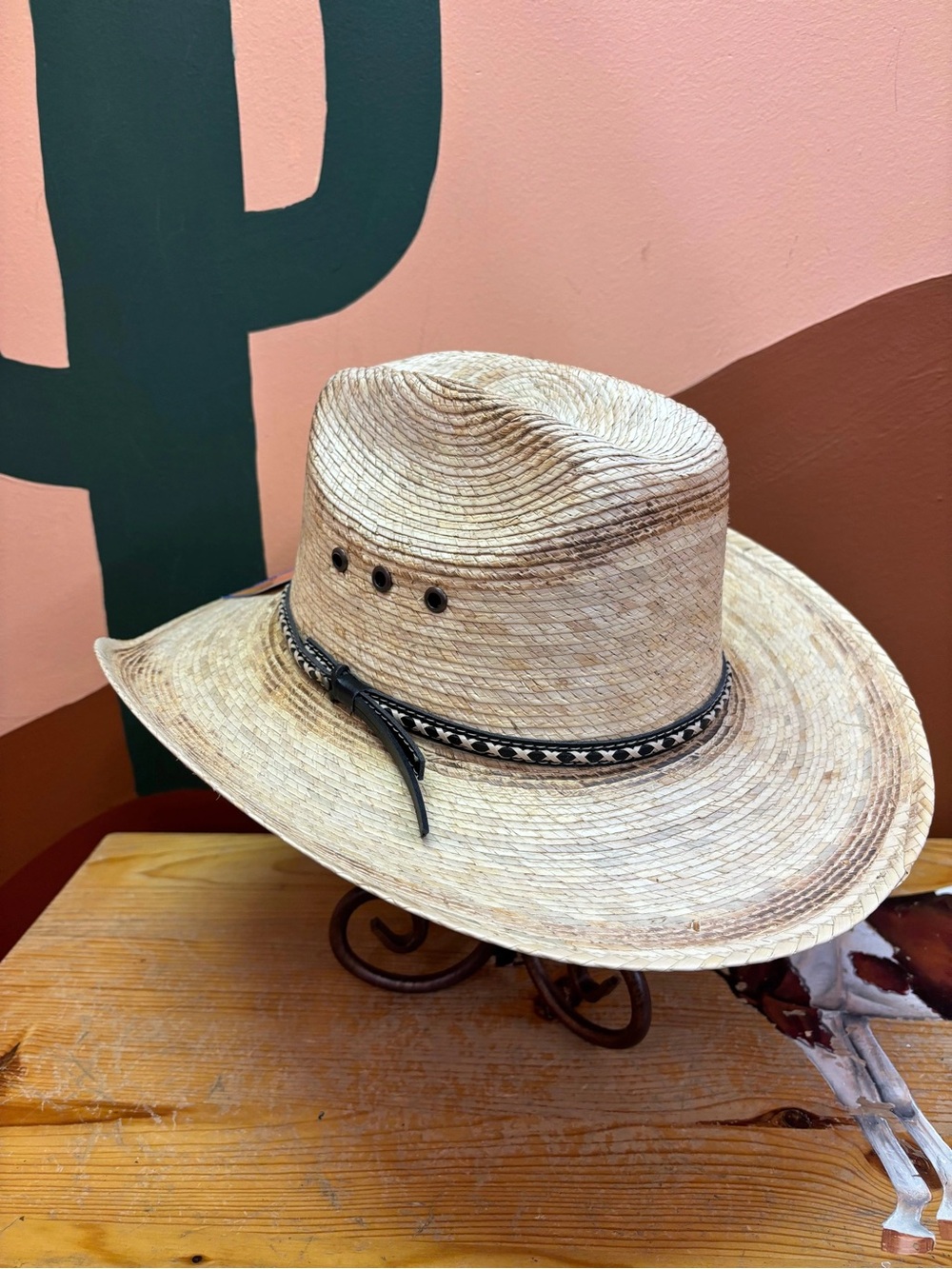 Texas Gold Mexican Palm Cowboy Black Braided Band